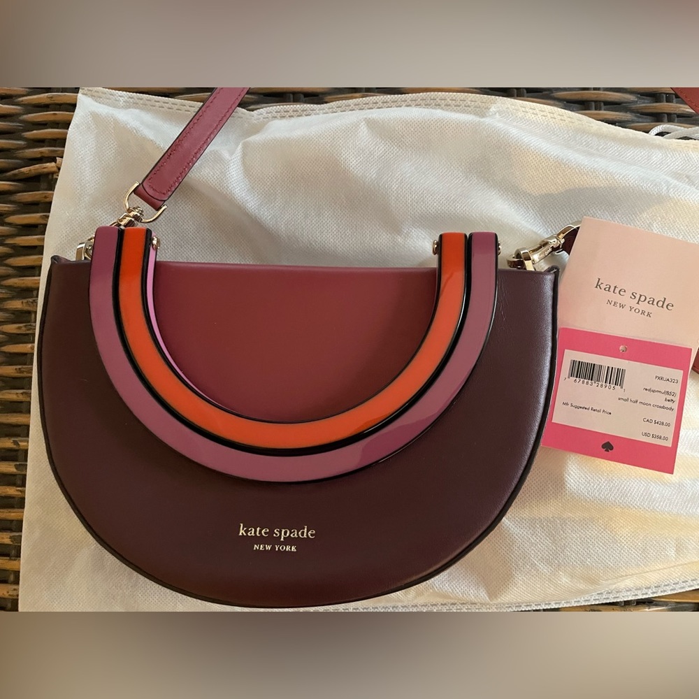 KATE SPADE RED/PURPLE MULTI BETTY HALF MOON SMALL CROSS BODY BAG